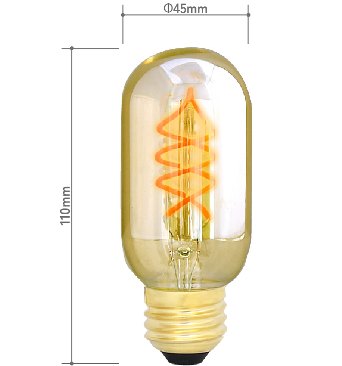 LEDフィラメント電球のチューブ/スパイラル/ゴールドガラス