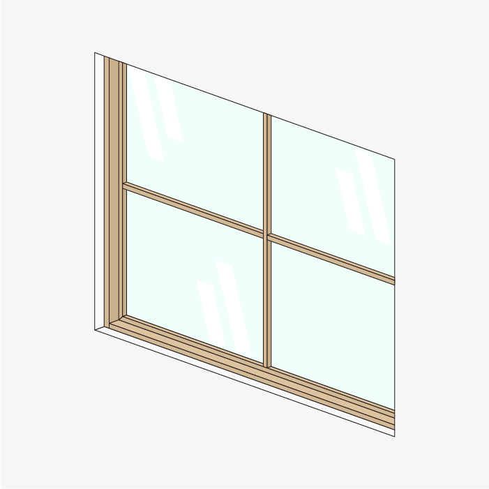 木製室内窓の納め方/マンション間仕切り壁t=90mm程度の場合