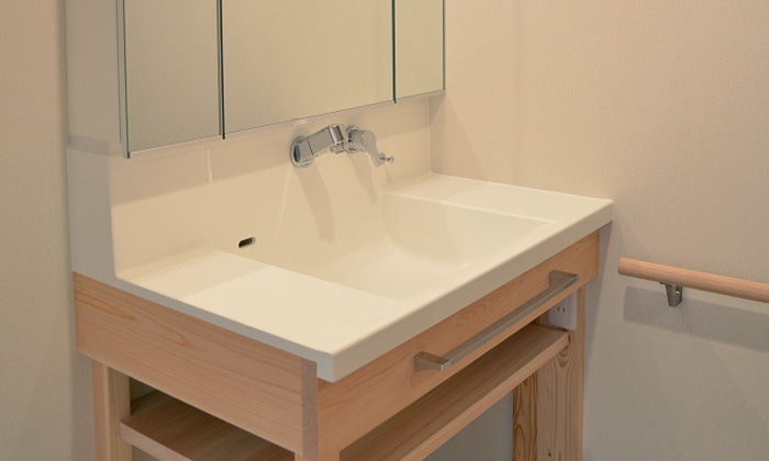 ボウル一体型洗面マウンターのFlex Sink（フレックスシンク）、ハイバックタイプ
