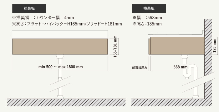 1mm単位でサイズオーダー可能な無垢板の幕板