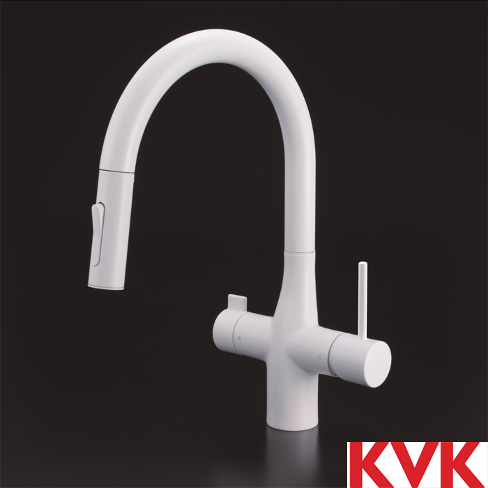 KVK キッチン用浄水器付シングルレバー式混合栓 eレバー 引出しシャワー KM6081SCEC キッチン